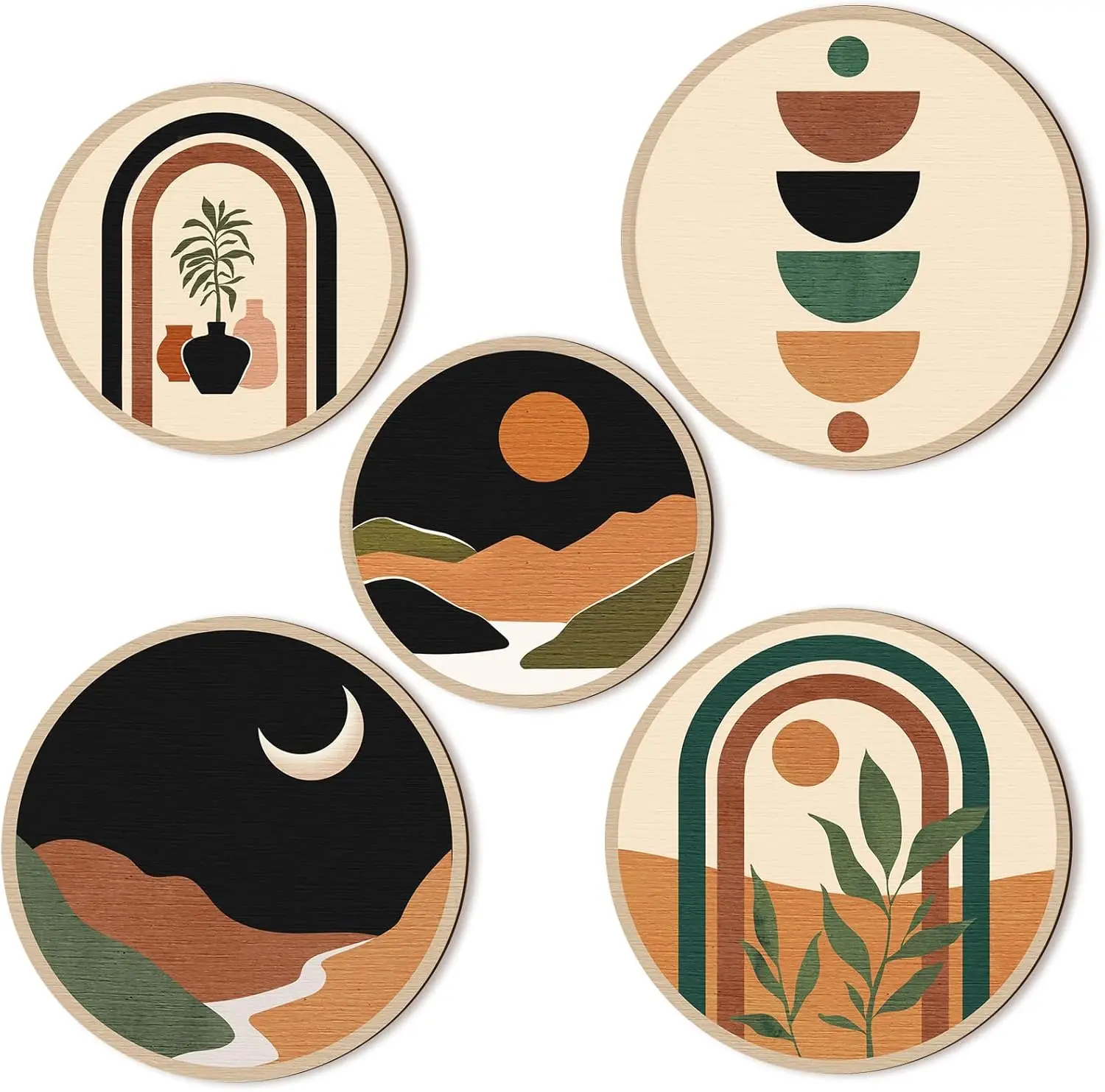 2D مستو 20 سنتيمتر خشبية دائرية الجدار الديكور مجموعة غرفة نوم المنزل وغرفة المعيشة معلقة قطعة الفن جو ديكور ملون #6