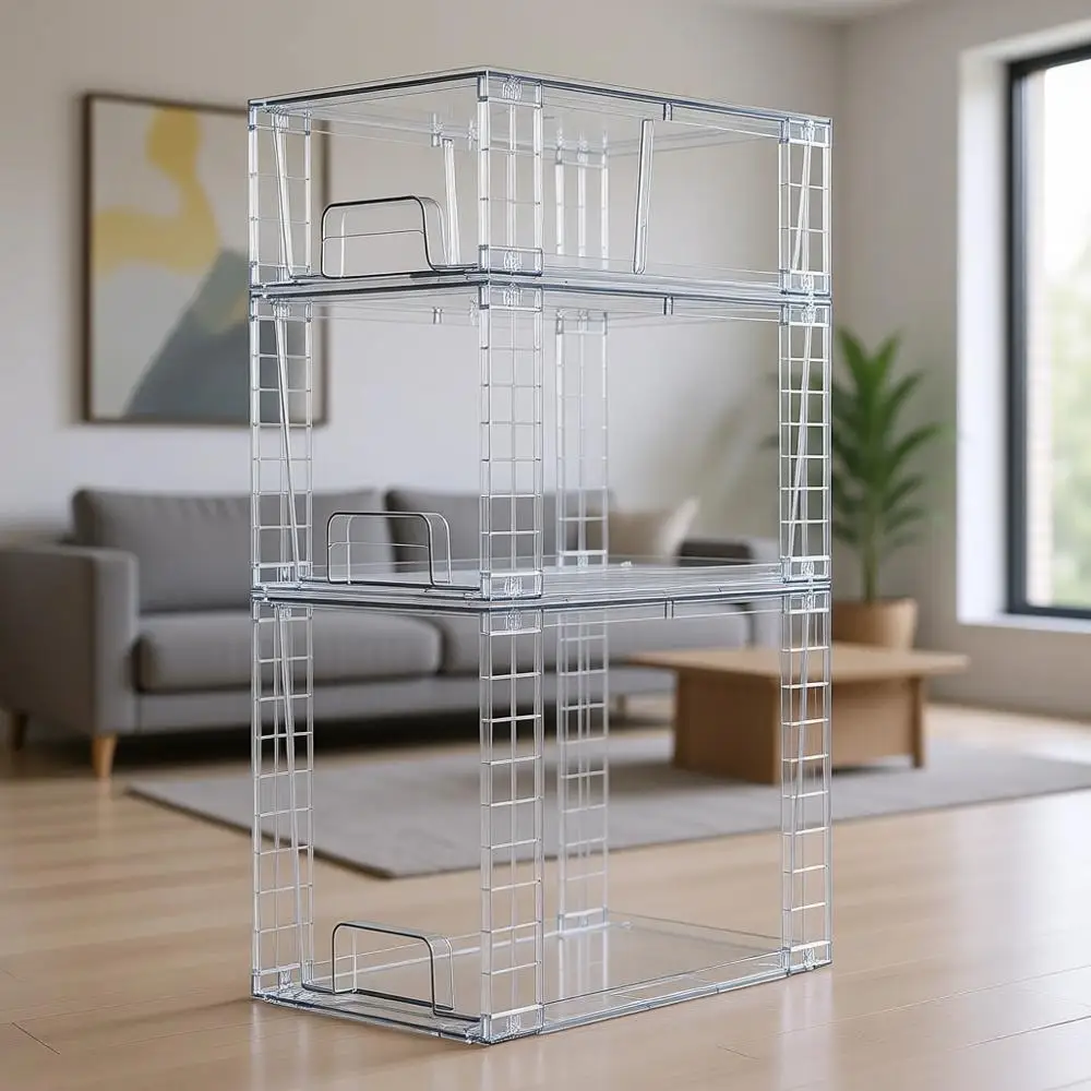 

Stackable Clear Plastic Storage Drawers for Bathroom, Kitchen, and Cabinet Organization