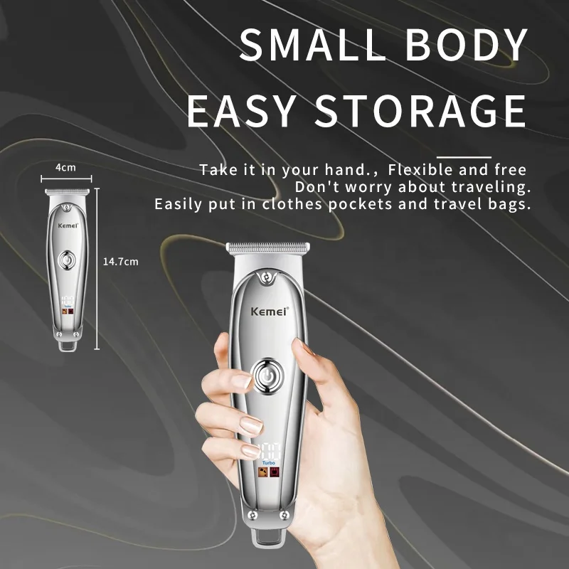 Kemei KM-637 USB Charging Stainless Steel Haircut Set  Professional Hair Cut Machine Hair Trimmer with LED Display Tondeuse T9