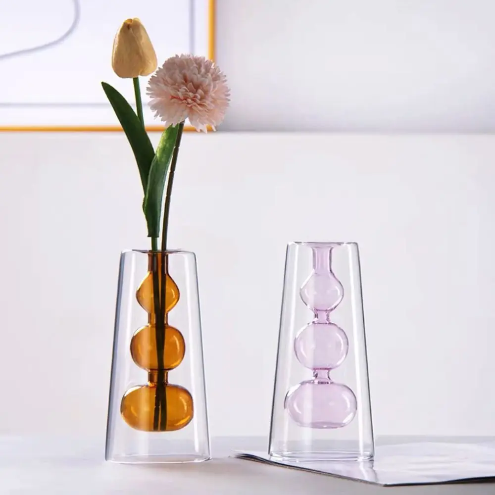 Nordic Style Colored Glass Vase Minimalism Creative Aromatherapy Diffuser Bottle Simple INS Volatile Containers Wedding Decor