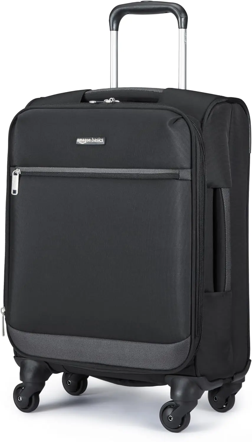 Bagaglio Amazon Basics, valigia Softside Carry-On media da 21 pollici con ruote, con quattro Spinner multidirezionale a 360 gradi