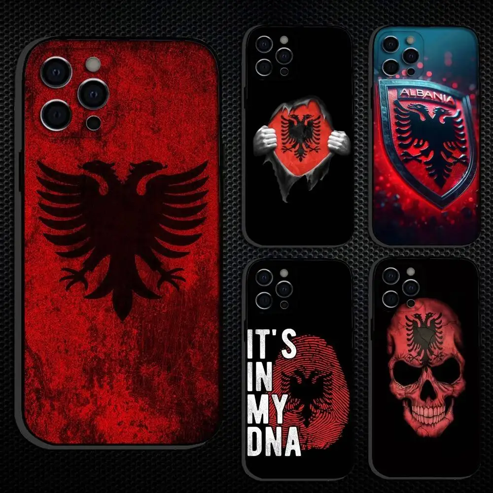 

A-Albania Flag Phone Case For iPhone 16,15,14,13,12,11 Plus,Pro Max, Others Soft Black Cover