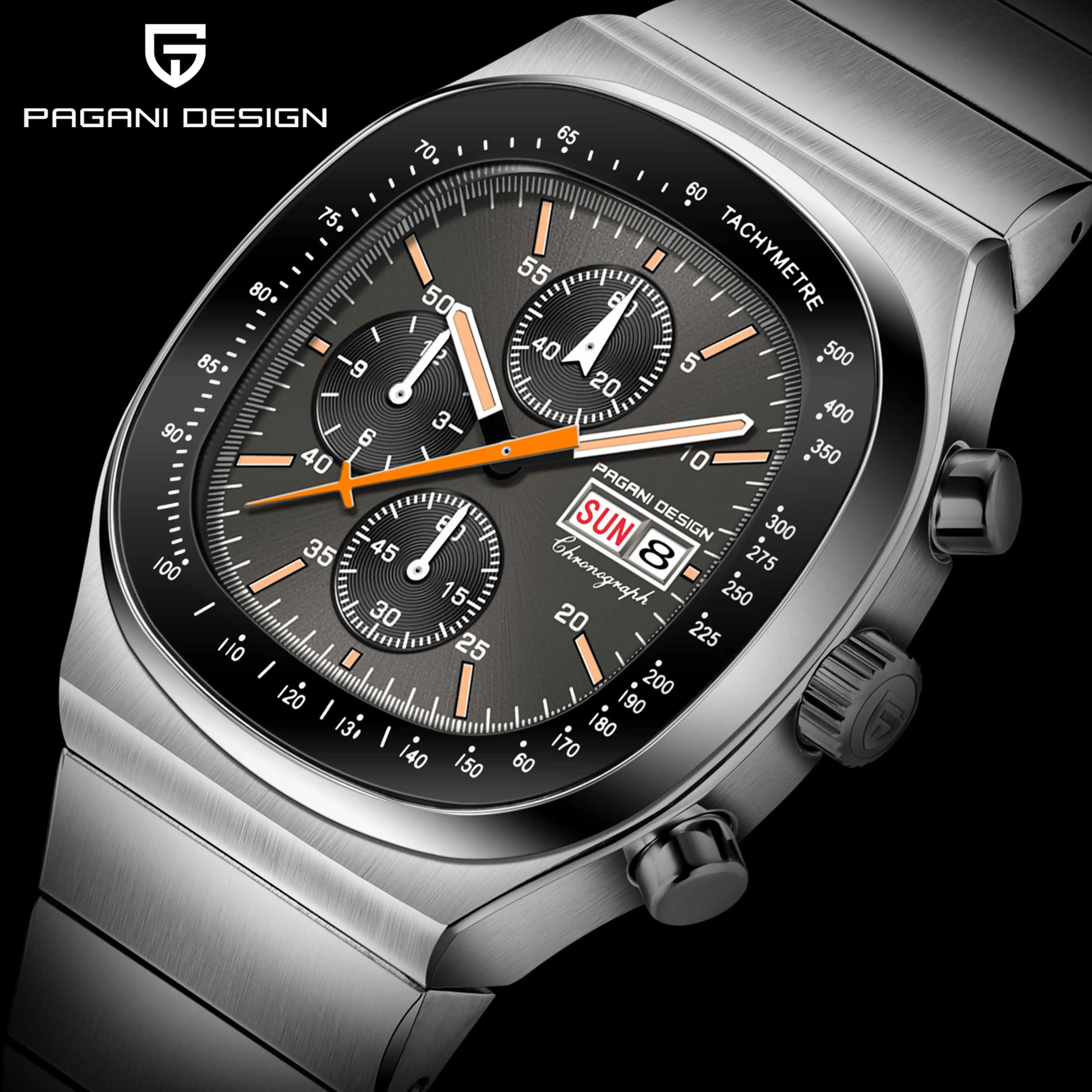 PAGANI DESIGN Men's Quartz Watch Bussiness Chronograph Miyota OS00 Sapphire Waterproof 100M Speed Tester Sport Wristwatch PD1819
