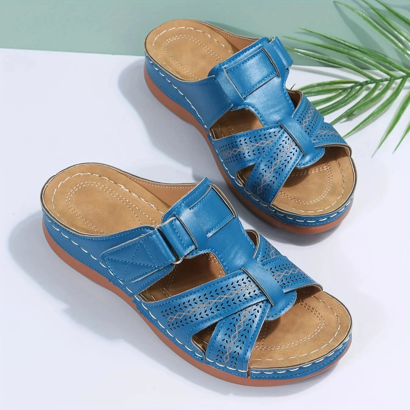 2026 Sommer Damen Keilsandalen Premium Orthopädische Offene Zehen Sandalen Vintage Rutschfeste Leder Freizeitschuhe Damen Plateau Retro Schuhe – Detail 9