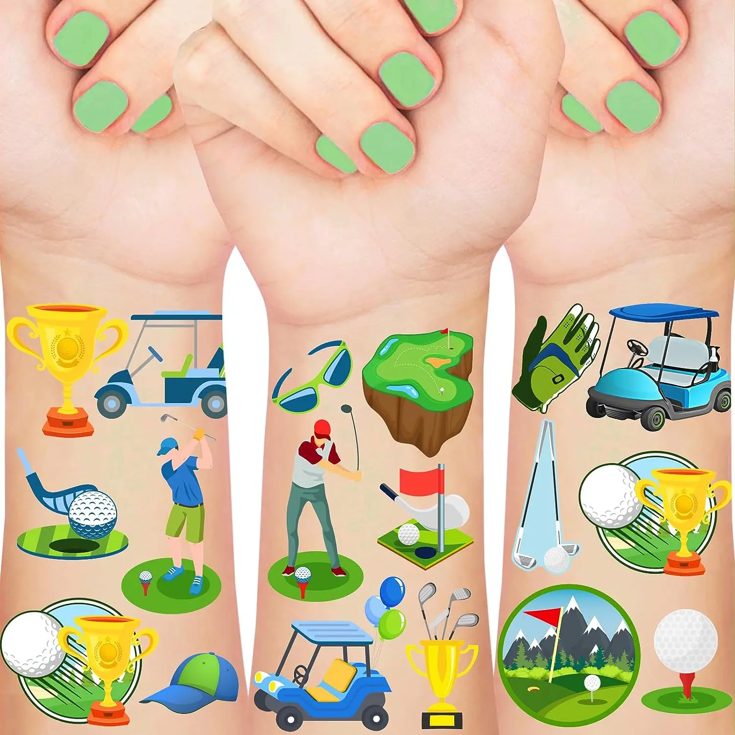 Golf Temporary Tattoos Golf Party Favors Tattoos Kids Sports Theme Hole in One Birthday Party Supplies Golf Club Prizes Rewards