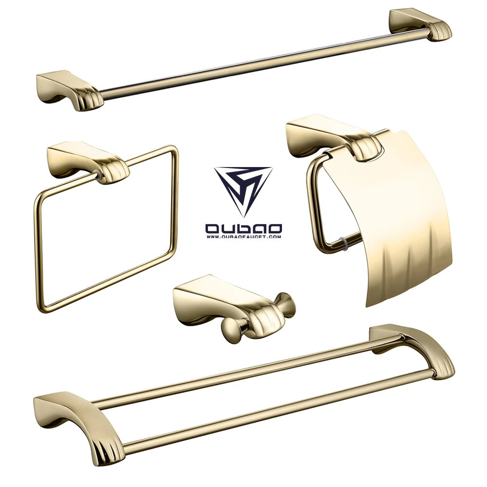 

Luxury Gold Bathroom 5 Piece Bath Hardware Towel Bar Accessory Set