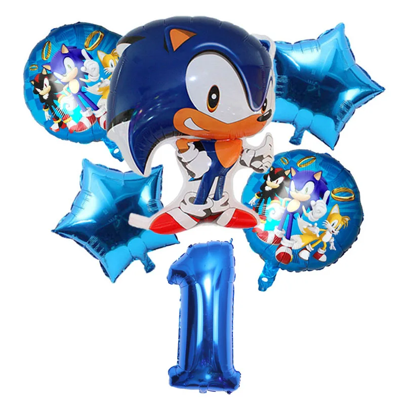 Sonic Birthday Number Balloon Set for Boys Balloons Suit Party Supplies Foil Ballon Decor Tools Baby Shower Photo Props Gifts