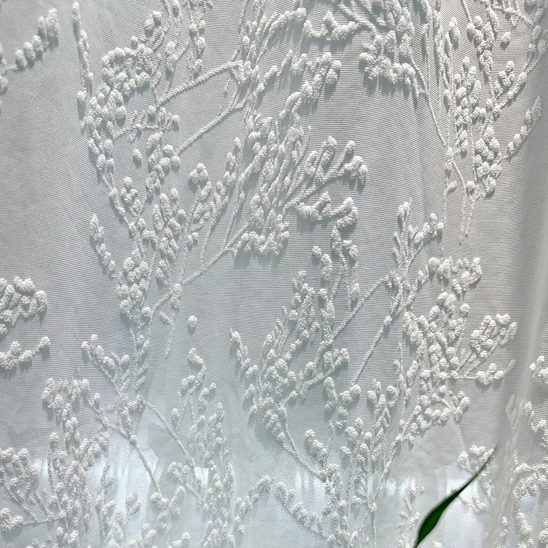 Custom Size 3D Embossed Yuandai Sheer Curtain, Premium Window Screen Curtains for Living Dining Room Bedroom Rideaux Voilage