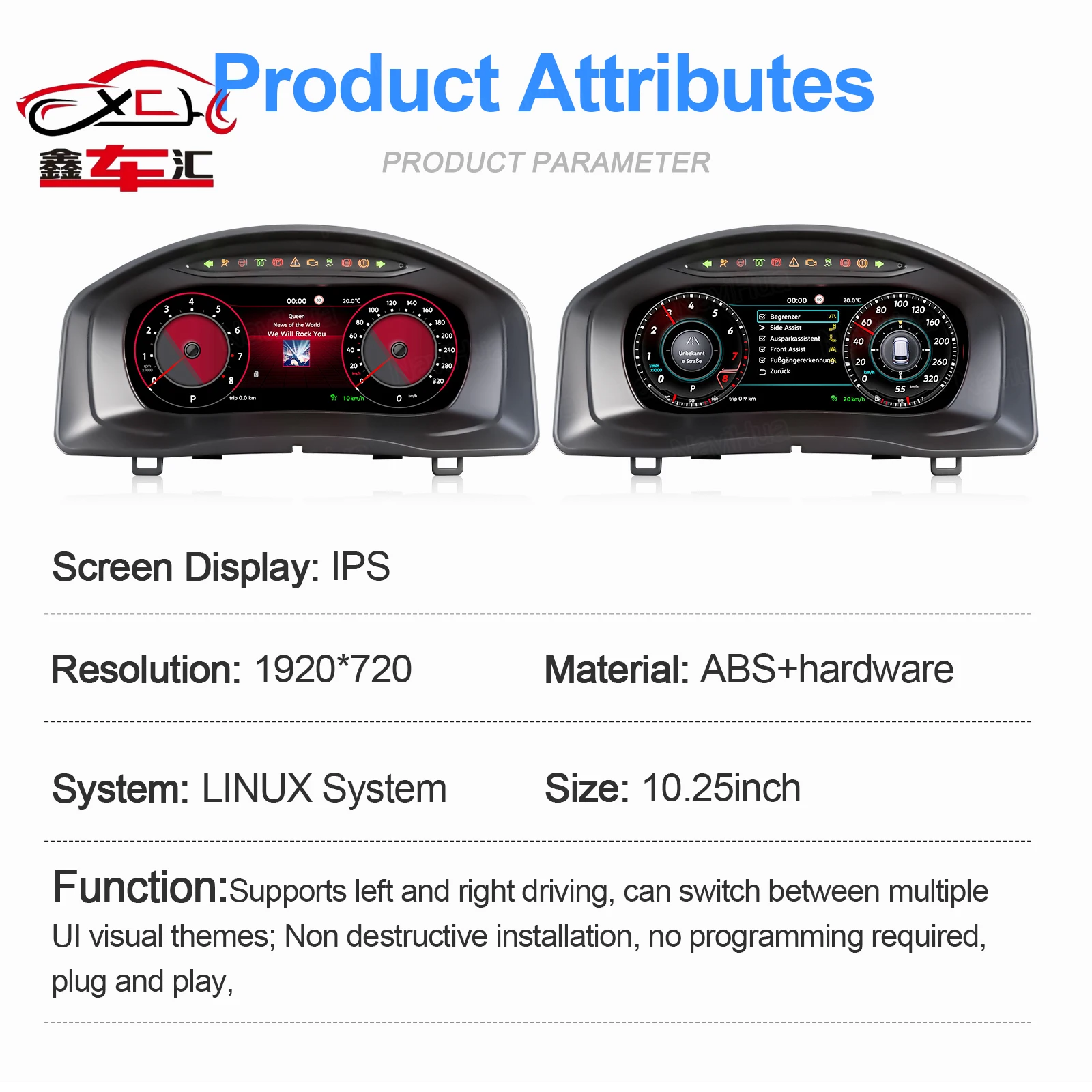 

NaviHua Linux 10.25"New LCD Speedometer Digital Dashboard Car Panel Instrument Cluster For VW Tiguan 2010-2017 Virtual Cockpit