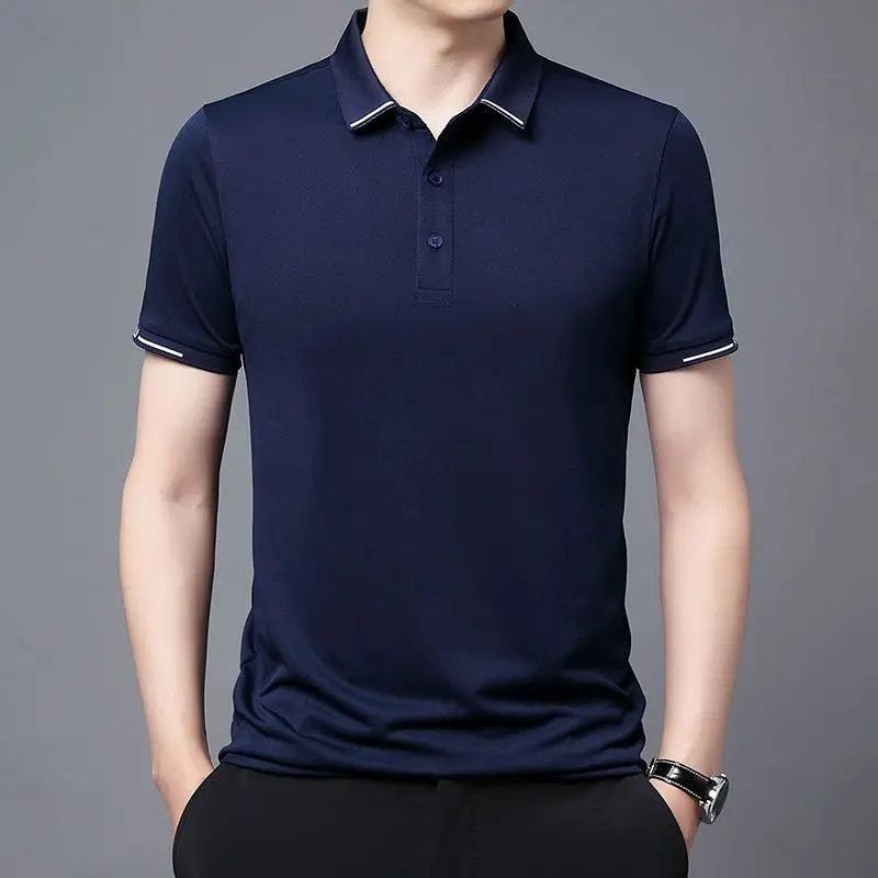 Sommer Kurzarm Polo-Shirts einfarbige Mode Turn-Down-Kragen Herren bekleidung Business Casual All-Match-Button-T-Shirts