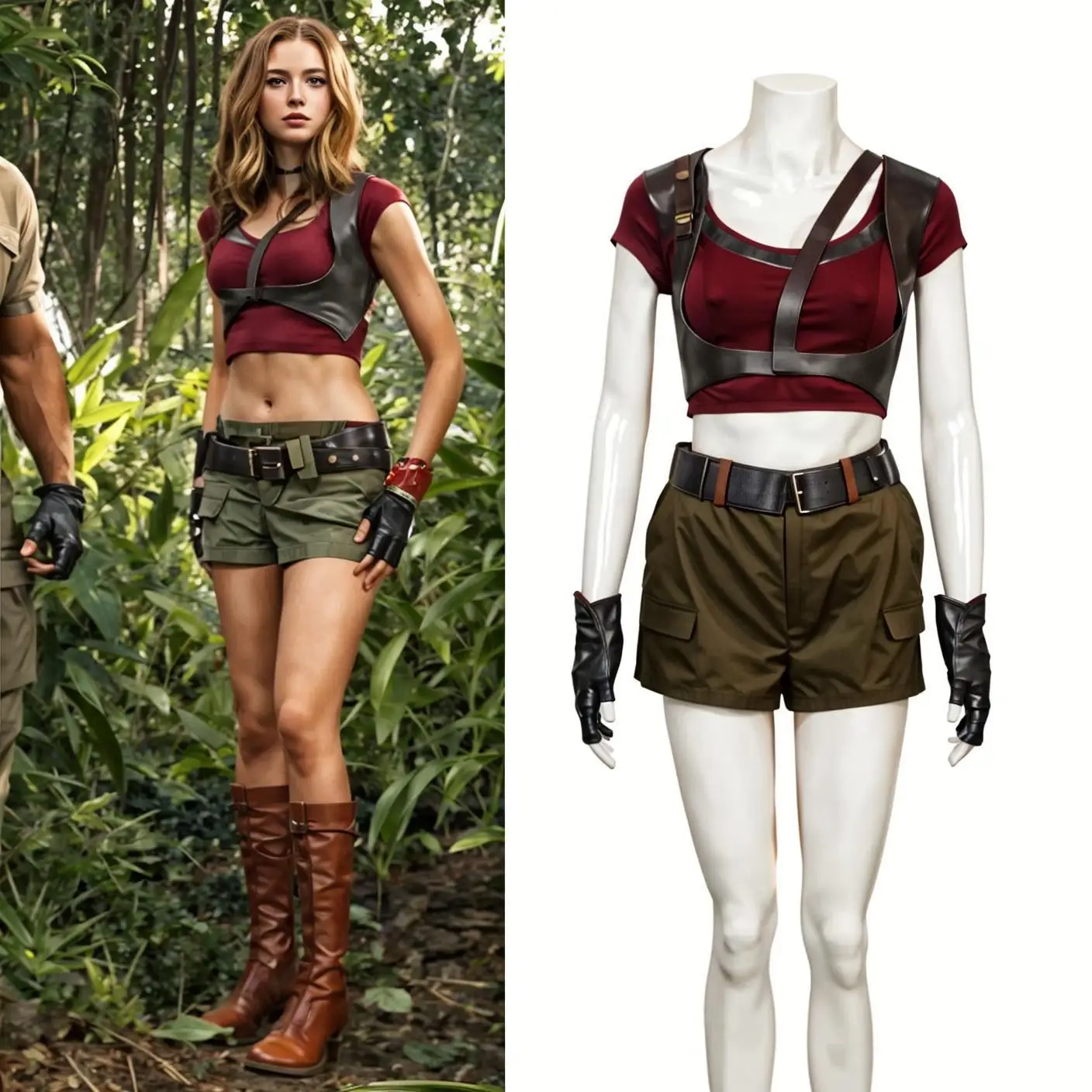 Juego Jumanji: disfraz de Cosplay de Bienvenido a la jungla Martha, uniforme del ejército de Ruby Roundhouse para mujer, ropa de fiesta de Carnaval y Halloween