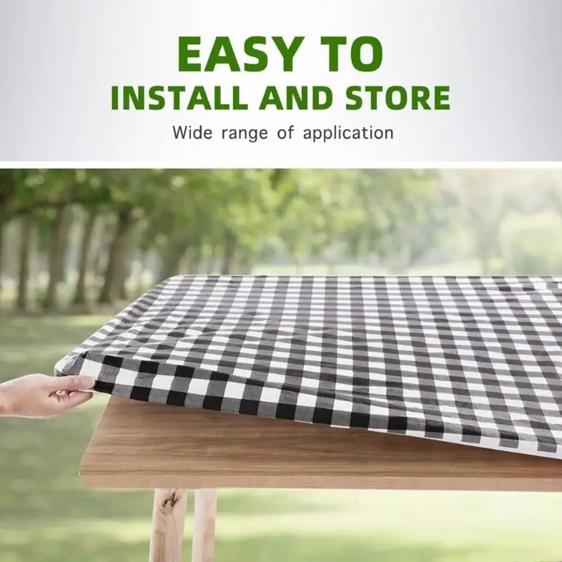 

Tablecloth Outdoor Camping Rectangular Table Benches Covers Set Windproof Y5GB