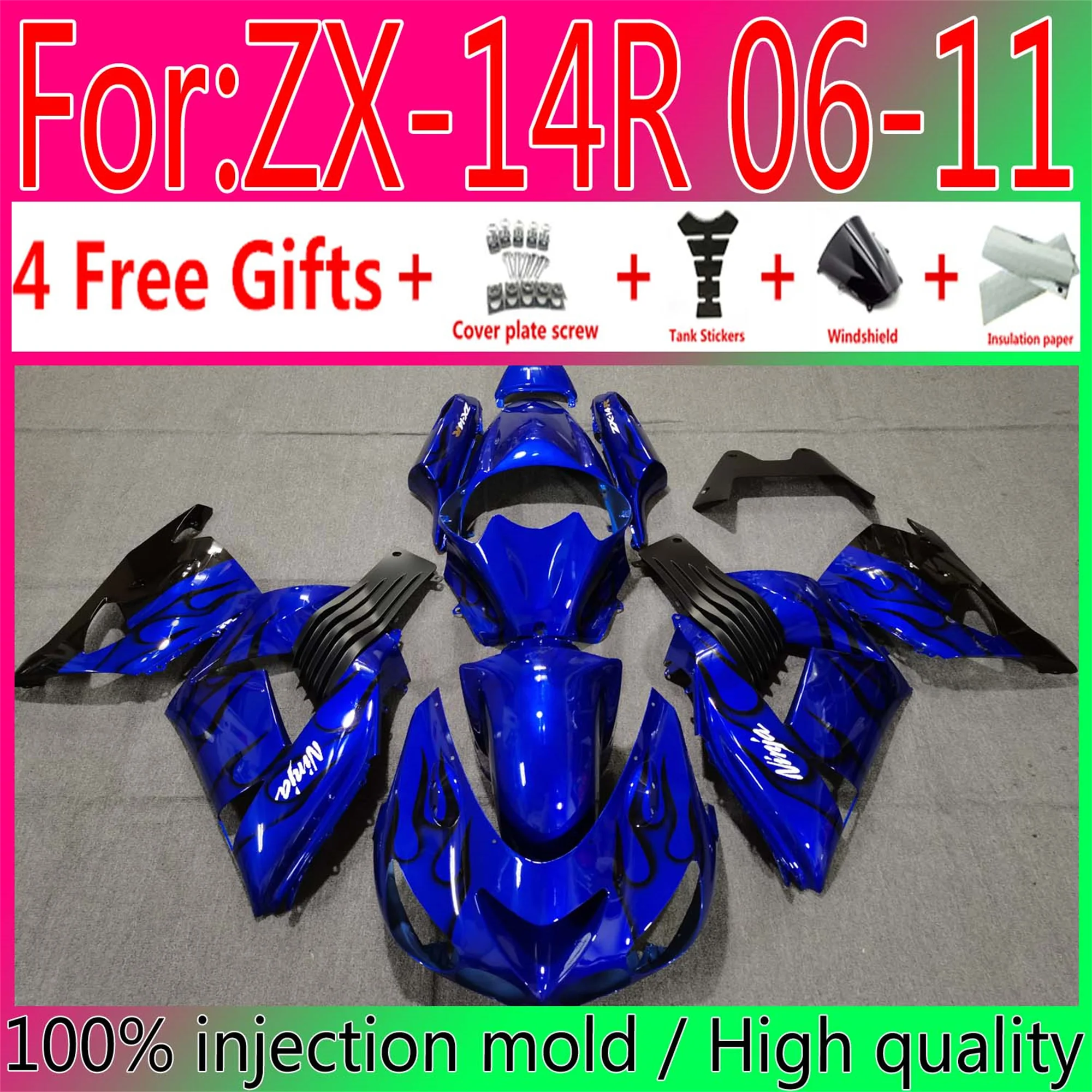 

Motorcycle ABS Bodywork Fairings For Kawasaki ZX14R 06 07 08 09 10 11 ZZ-R1400 ZX-14R 2006 2009 2011 Fairing