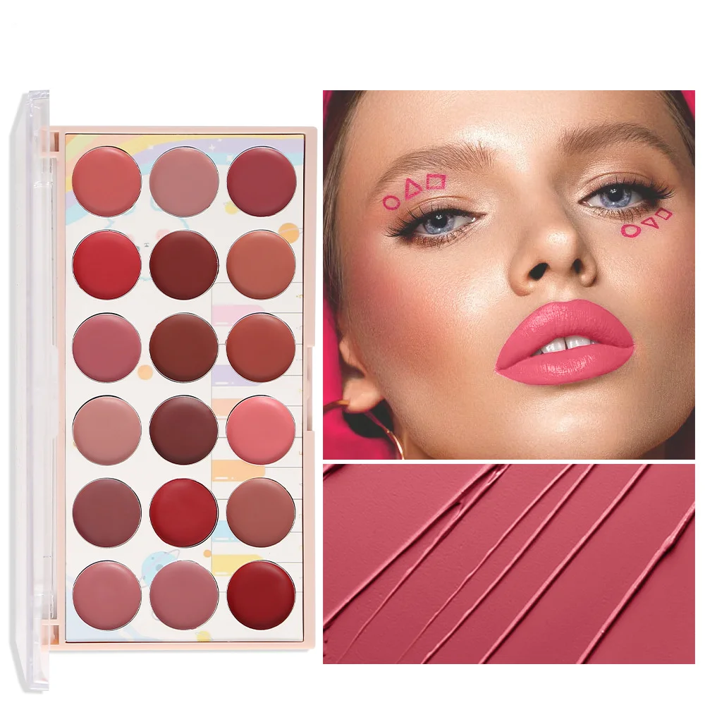 18 Kleuren Vochtinbrengende Niet-Vervagende Antiaanbakbeker Grensoverschrijdende Lippenstiftplaat Matte Matte Matte Lippenstiftset