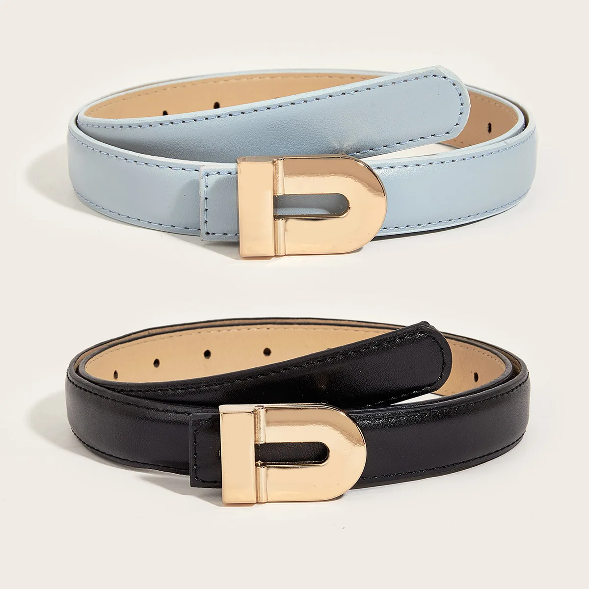 Ceinture en cuir PU pour femme, ceinture en métal simple, ceinture pour robe et pantalon en jean pour fille, marque de créateur de luxe, environnement nouveau