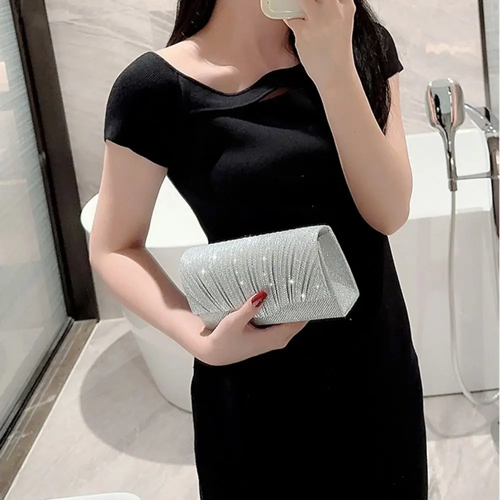 

Fashion Sequins Evening Bags Gold Silver Satin Clutches Chain Bags Wedding Party