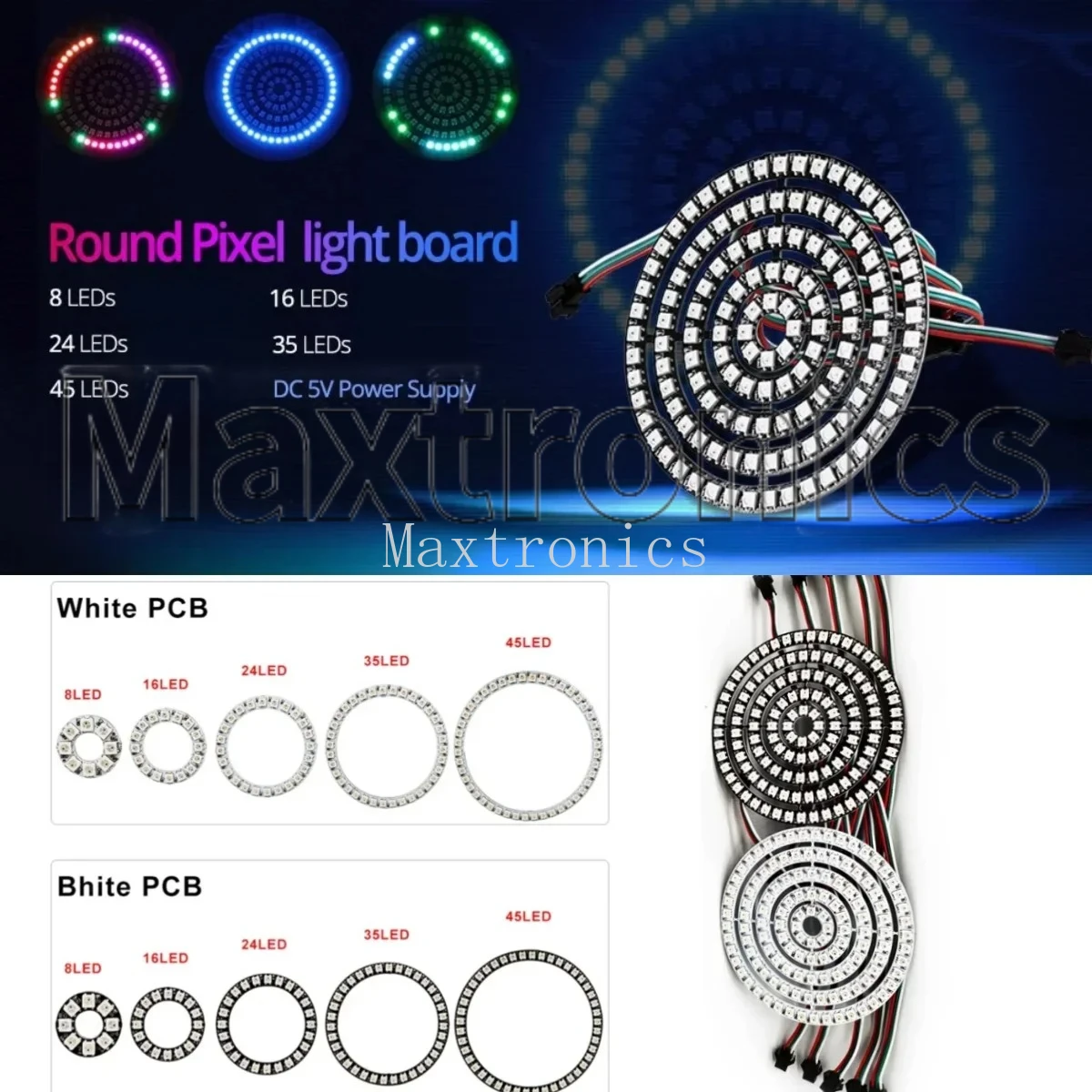 Anneau LED RGB WS2812B FCOB 18 - Led Ring Light 18 avis et prix