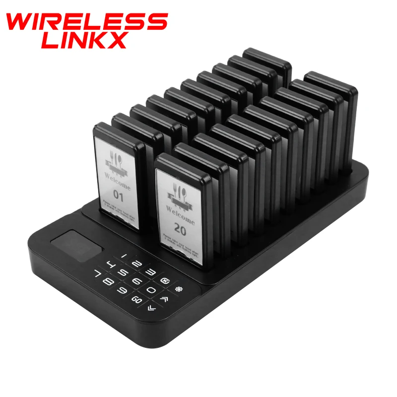 Wireless Restaurant Pager System Waterproof Food Pager Black Food Truck Beepers for Fast Food Dessert Shop Bar Cafe