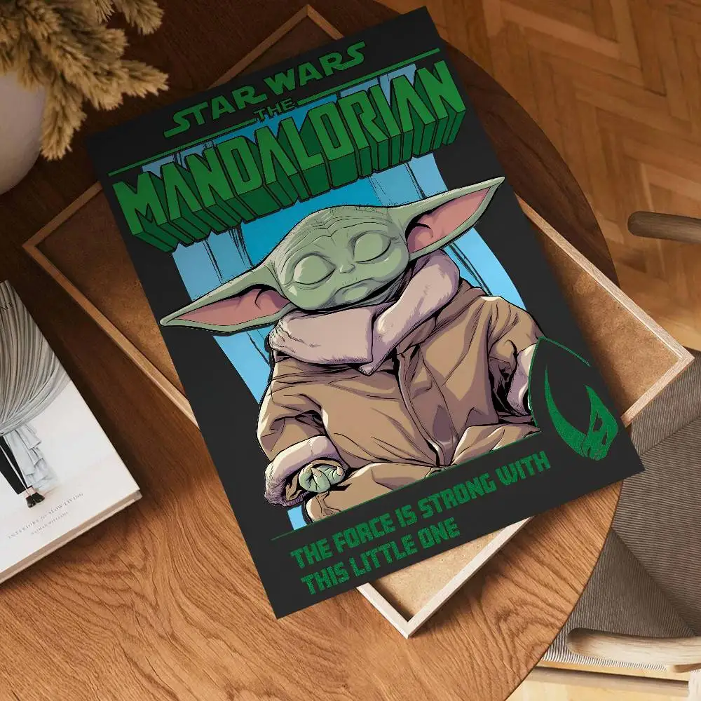 TV Play The Mandalorian Baby Y-Yoda Cartoon Poster Self-adhesive Art Waterproof Paper Sticker Coffee House Bar Room Wall Decor view 4