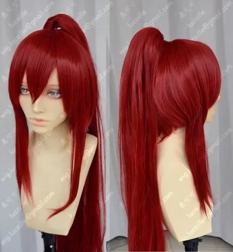 High Quality Anime Fairy Tail Erza Scarlet 100cm Long Ponytail Cosplay Wig