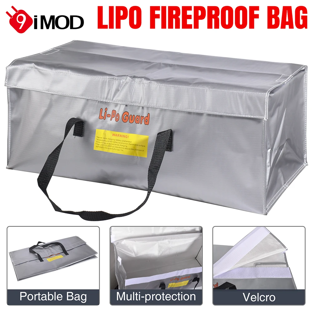 9IMOD Lipo Guard Safety Bag Fireproof Explosion-Proof Portable Lipo Safety Bag 640*250*250mm for RC FPV Racing Drone Car Battery
