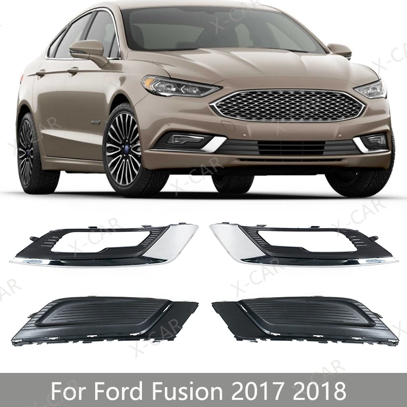 

For Ford Fusion 2017 2018 Front Bumper DRL Daytime Light Fog Lamp Trim Cover Frame Grille Cap Hood