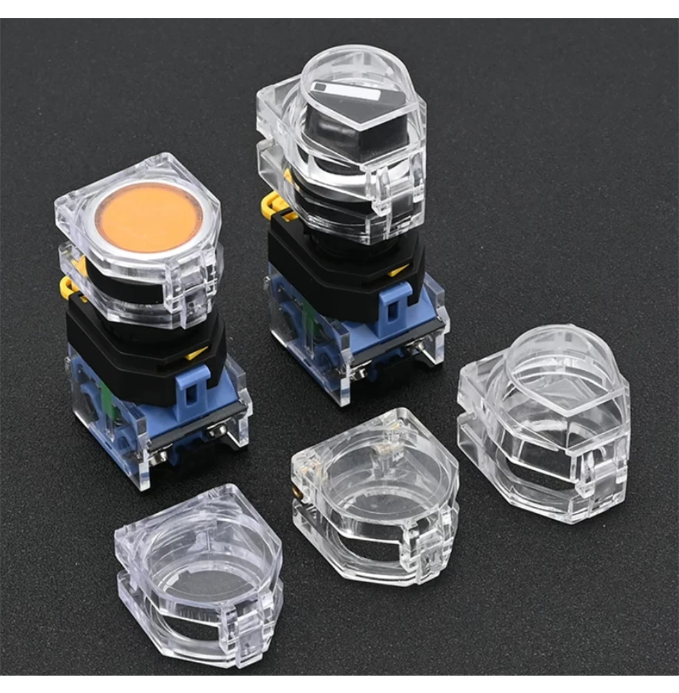 22mm aperture transparent button protective cover flip knob indicator light switch dustproof and waterproof jacket