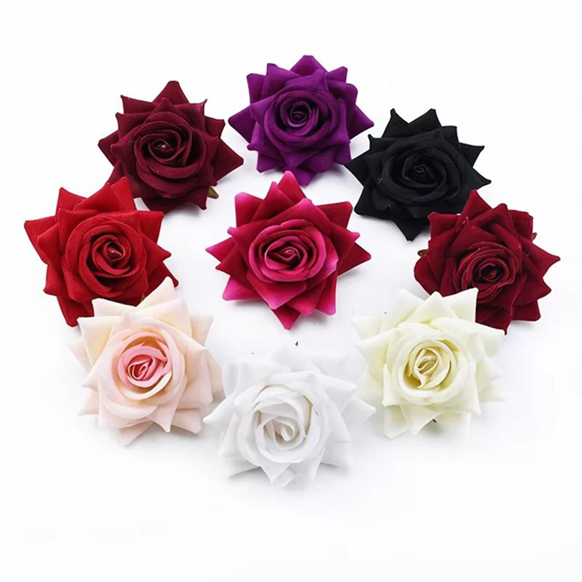 

100Pcs Artificial Flower silk Rose Outdoor Garden Wedding bridal bouquet Home vase table Diy gift Candy Box Valentine Decoration