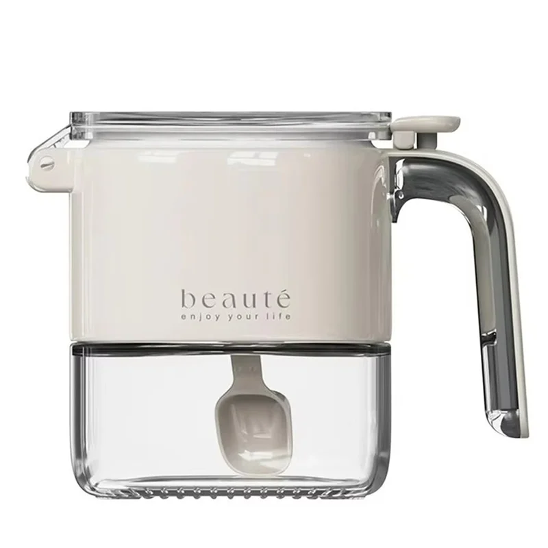 

ABWZ-Glass Container Canister For Salt Pepper Powder- Seasoning Box With Lid And Spoon, Airtight For Storage In Kitchen Pantry A