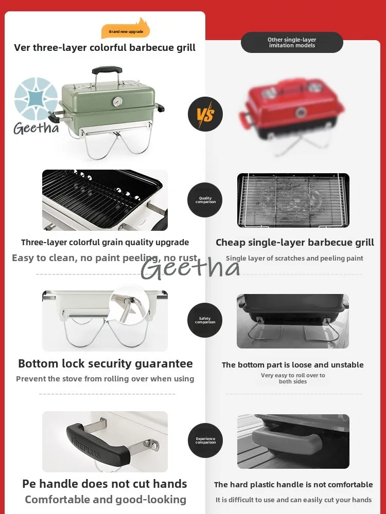Queimador churrasqueira a carvão doméstico churrasqueira carro acampamento ao ar livre dobrável portátil churrasqueira espetos fogão