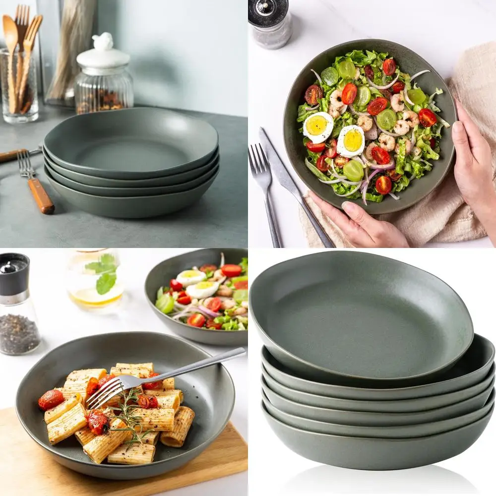 

Набор из 6 больших керамических мисок для пасты объемом 38 унций с волнистым краем, пригодных для использования в духовке, микроволновой печи и посудомоечной машине.