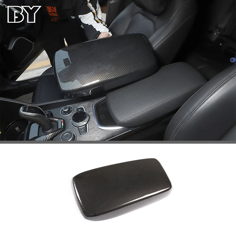 

Крышка центрального подлокотника, накладка на панель для Alfa Romeo Giulia 2020, аксессуары из углеродного волокна, АБС-пластик, консоль, подлокотник, крышка ящика для хранения