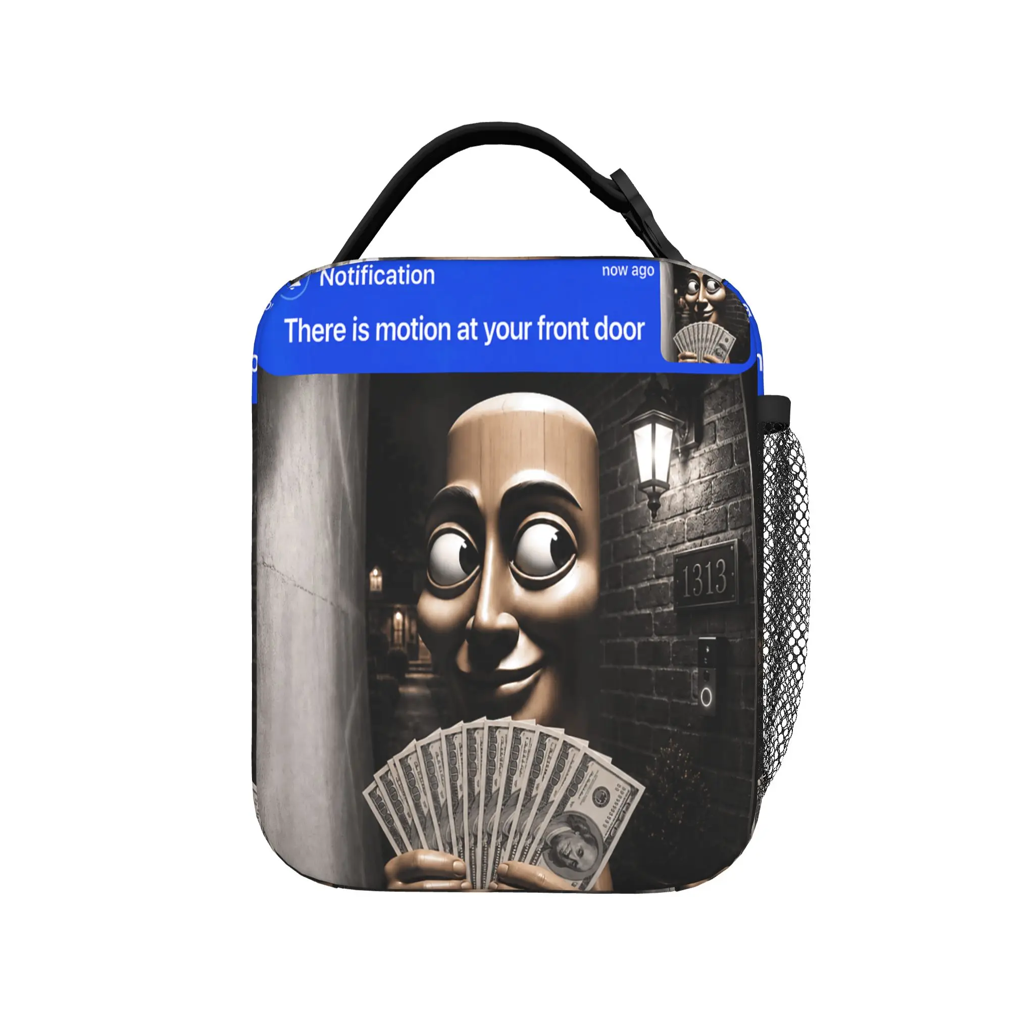 There is Motion at Your Front Tung Tung Tung Sahur Money Lunch Bag Kawaii Lunch Box Office Insulated Thermal Tote Handbags