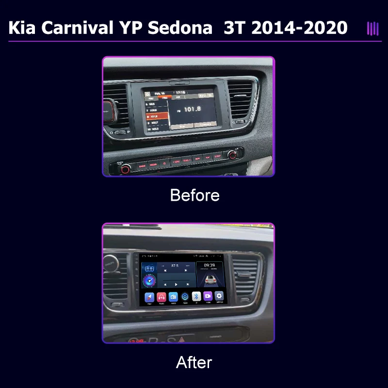 For Kia Carnival YP Sedona  3T Android 11 Car Radio Multimedia Video Player 9 Inch CarPlay Head Unit GPS Navigation System 2 Din