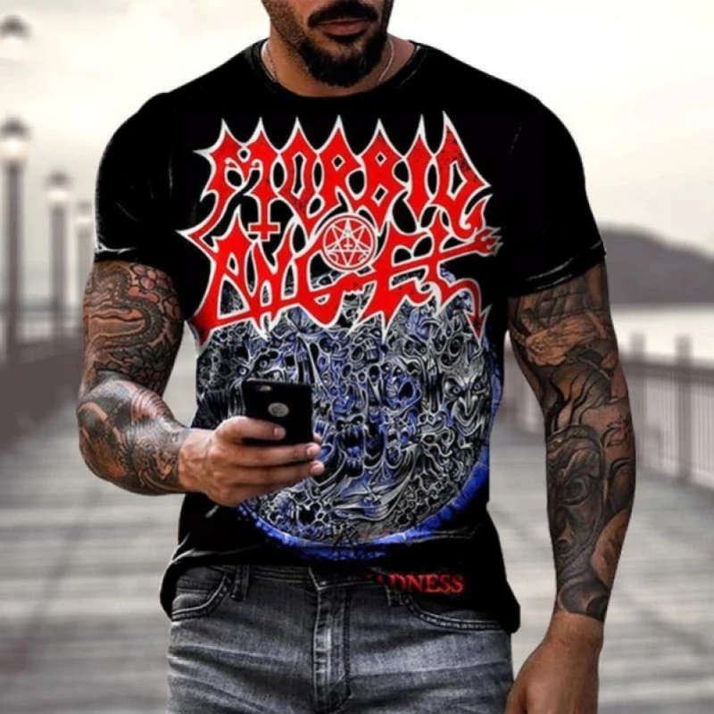 Summer New Fashion Casual t shirt for men 3D Printing Heavy Metal Rock Band Men\'s Round Neck Short Sleeve T-Shirt shirt tops