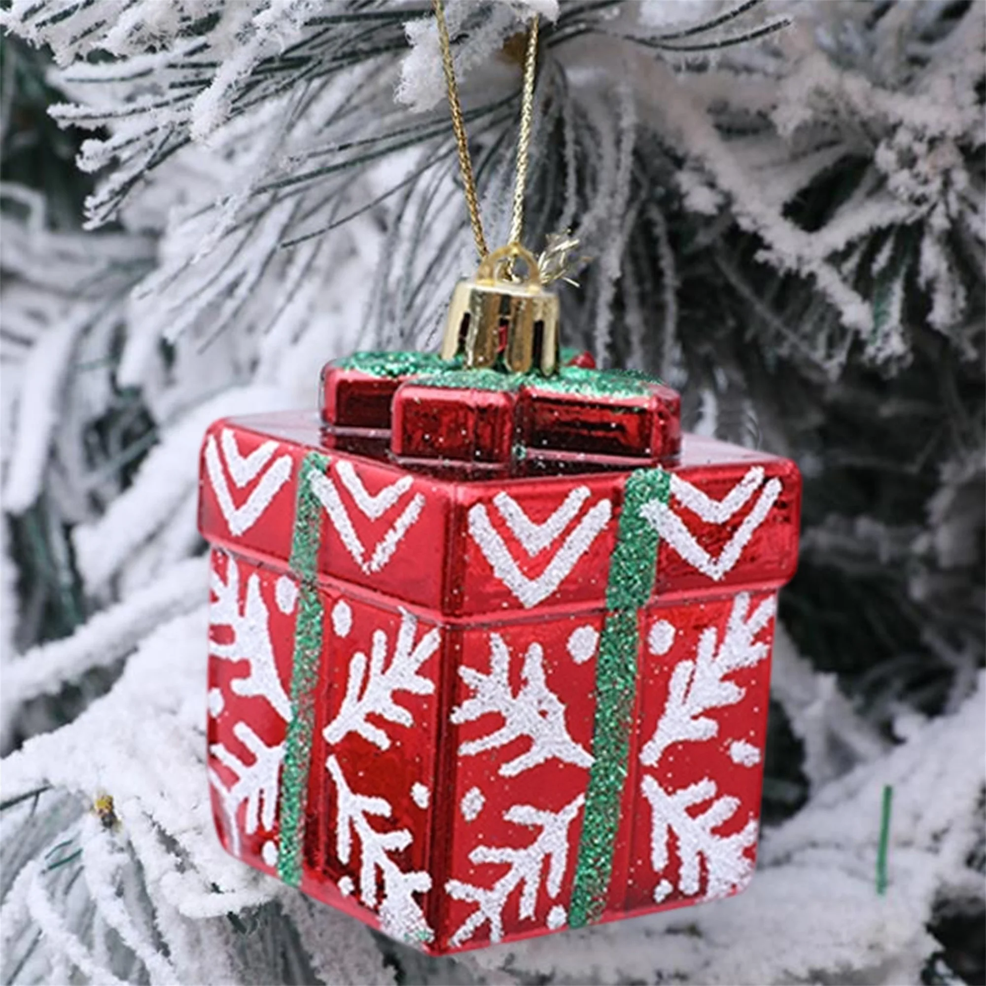 مجموعة من 4 صناديق هدايا لامعة لتزيين الأشجار وأحتفالات العطلات المنزلية