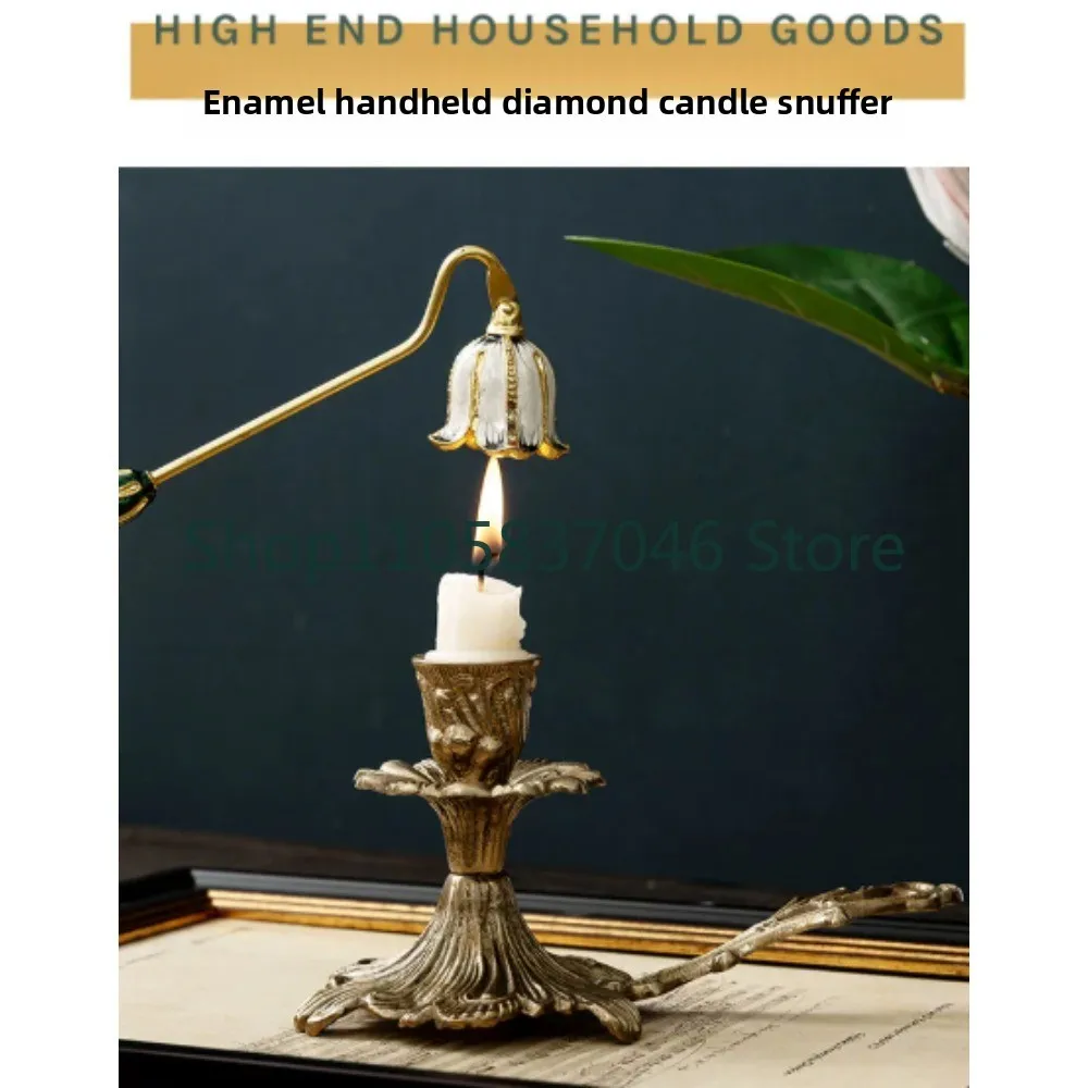 Handheld Classical Aromatherapy Candle Extinguishing Bell Retro Inlaid Diamond Handheld Light Extinguishing Cover Decorative