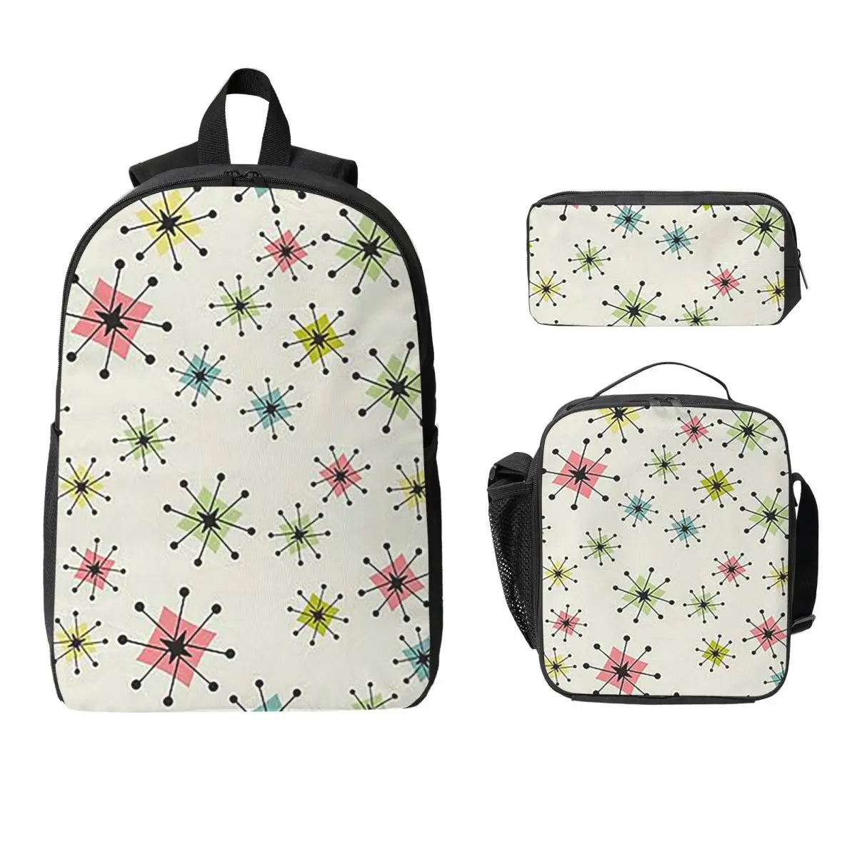 

Atomic Era Graphic Backpack Boys Girls BookBag School Bag Laptop Shoulder Bags 3ps Insulated Lunch Bag Pencil Case