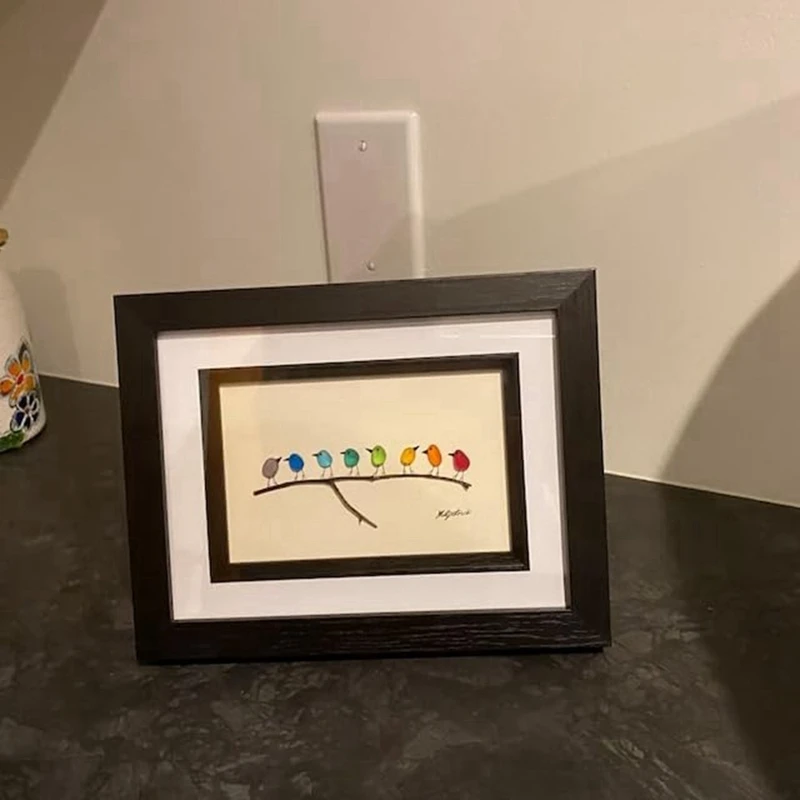 1 peça de resina e madeira flutuante imagem arco-íris pássaro decoração de parede para quarto e sala de estar 12 polegadas