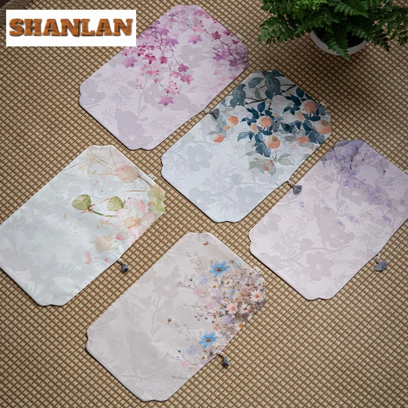 

Cloud Yarn Handmade Dried Tea Mat Household Waterproof Tea Table Mat Vintage Flower Pattern Dinner Table Cloth Mat Cafes Crafts