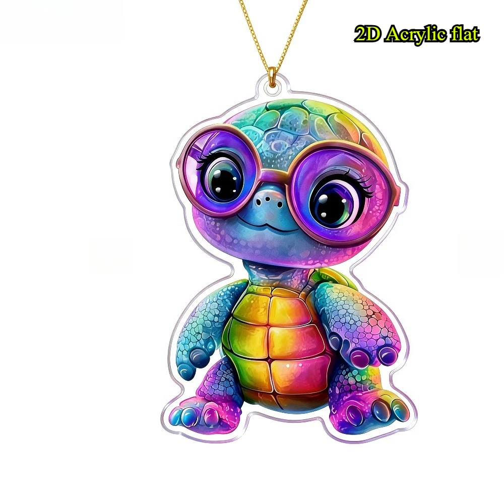 2D acrylic flat turtle pendant, cute acrylic turtle pendant, children's girl gift, student backpack pendant, gift