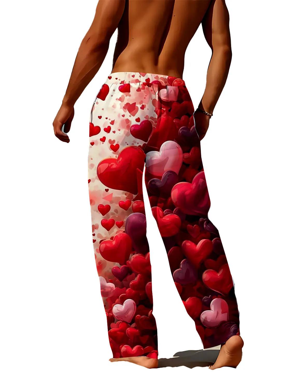 

Spring Autumn Men's Trendy Casual Pants 3D Digital Heart to Heart Pattern, Men's Pants Loose, Comfortable, Fast Drying,No Fading