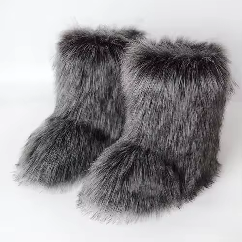 Women's Winter Snow Boots Outdoor Luxury Furry Faux Fox Fur Boots Woman Plush Warm Platform Shoes New Fashion Bottes Big Size 46 - Image 2