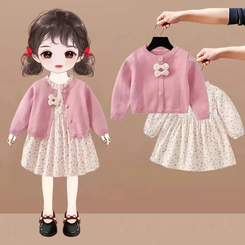 

Girls' clothing for early autumn and spring/autumn, new trendy and fashionable children's sweater dress set for girls