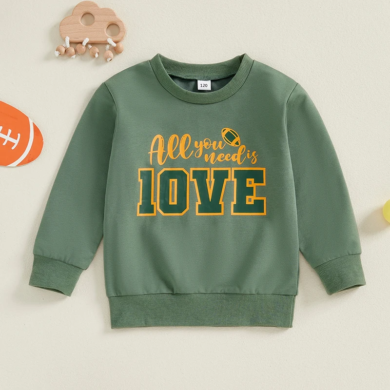 SUNSIOM 1-6 Years Kids Sweatshirt Long Sleeve Crew Neck Letters Rugby Print Hoodie Pullover Spring Fall Clothes for Boys Girls