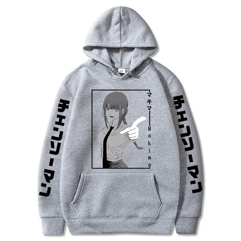 Sudadera con capucha de Anime Chainsaw Man Makima, jersey Vintage para hombre, Sudadera con capucha gráfica, Tops Otoño Invierno, ropa de calle de lana de manga larga con capucha