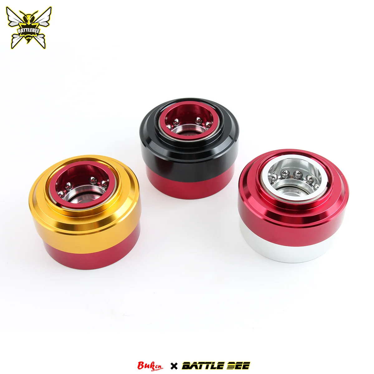 High Quality New BATTLE BEE Aluminum Alloy 6061-T6 Simracing Steering Wheel Quick Release Hub Adapter (Black/Red/Gold) for