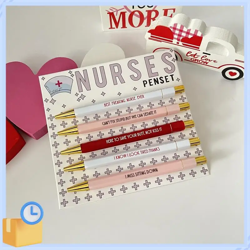 Popular 5 PCS Nurses Pen With Mood Word Multifunctional Portable Funny Nurses Ballpoint Pen Set As Shown Plastic