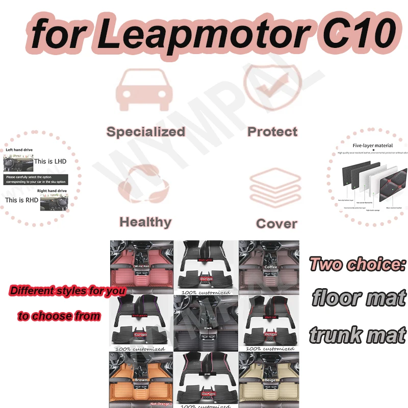 

LUXURY Car Floor Mats For Leapmotor C10 2024 2025 2026 2027 Custom Auto Foot Pads Automobile Carpet Cover Interior Accessories