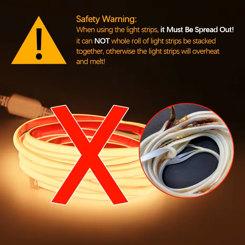 220V 230V Cob LED Light Strip EU Plug Dimmable Bright IP65 Waterproof 320LEDS/m Warm Cold White Indoor Outdoor Decor Lights